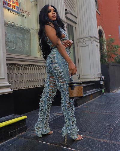 Denim Bae Distressed Jumpsuit