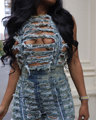 Denim Bae Distressed Jumpsuit