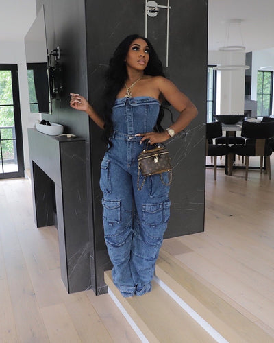 The One Dark Denim Jumpsuit (Ships 9/31-10/31