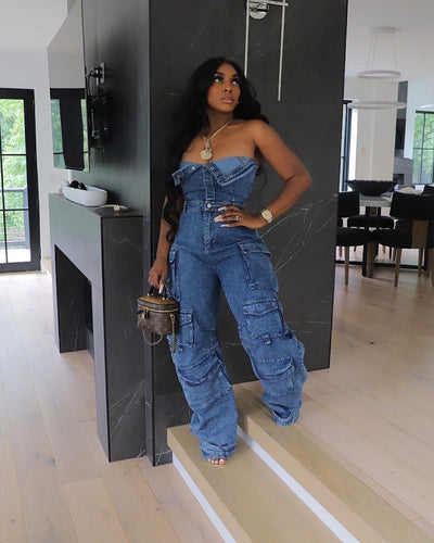The One Dark Denim Jumpsuit (Ships 9/31-10/31