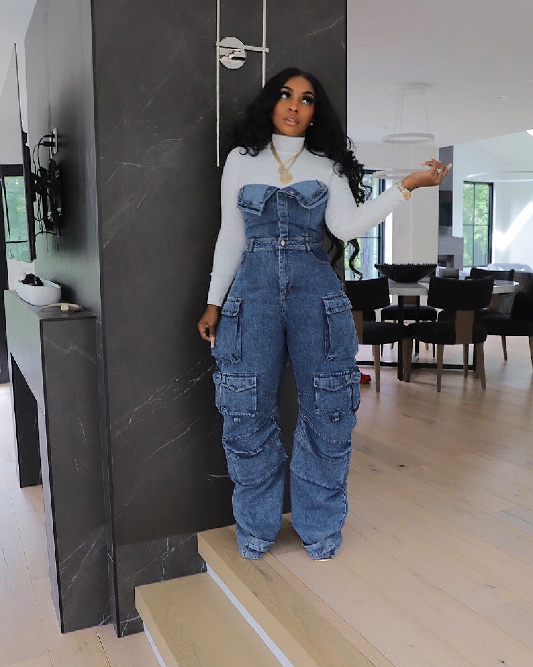 The One Dark Denim Jumpsuit (Ships 9/31-10/31