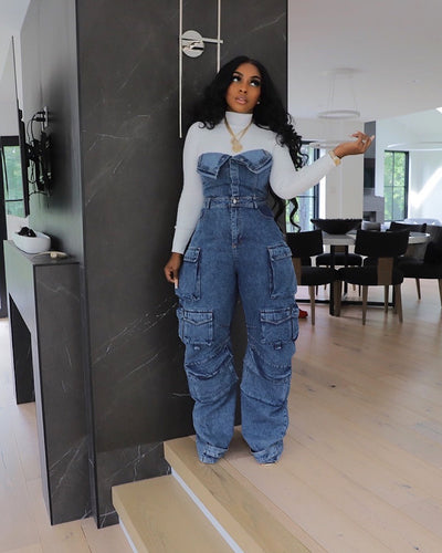 The One Dark Denim Jumpsuit (Ships 9/31-10/31