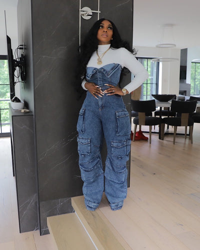 The One Dark Denim Jumpsuit (Ships 9/31-10/31