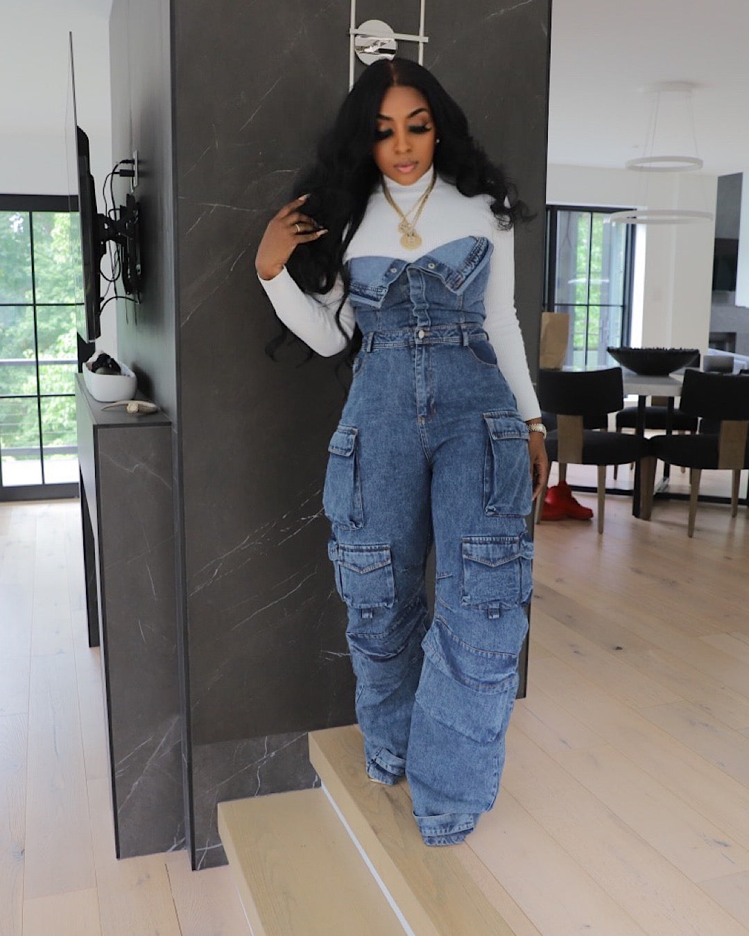 The One Dark Denim Jumpsuit (Ships 9/31-10/31