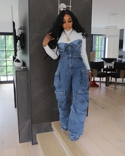 The One Dark Denim Jumpsuit (Ships 9/31-10/31