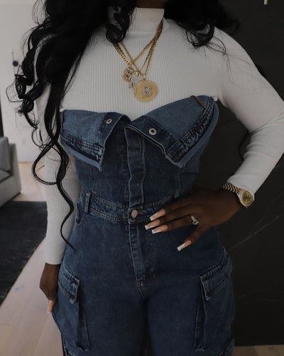 The One Dark Denim Jumpsuit (Ships 9/31-10/31