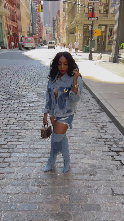The Runway Cut out Denim Jacket( Pre Order ships 10/15-10/31